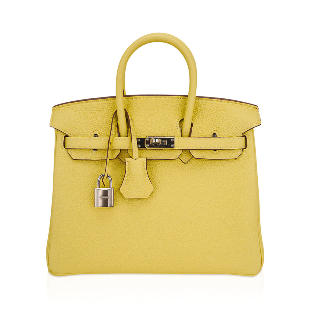 Hermes Birkin 25 Bag Jaune Poussin Togo Leather with Palladium Hardware