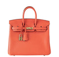 HermÃƒÆ’Ã‚Â¨s Birkin 25 Bag Orange Poppy Gold Hardware