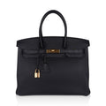 Hermes Birkin 35 Bag Black Togo Gold Hardware Ultimate Classic