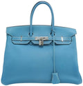 HermÃƒÆ’Ã‚Â¨s Birkin 35 Bleu Zephyr Clemence Tote