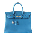 HermÃƒÆ’Ã‚Â¨s Birkin 35 Bag Blue Izmir Palladium Hardware