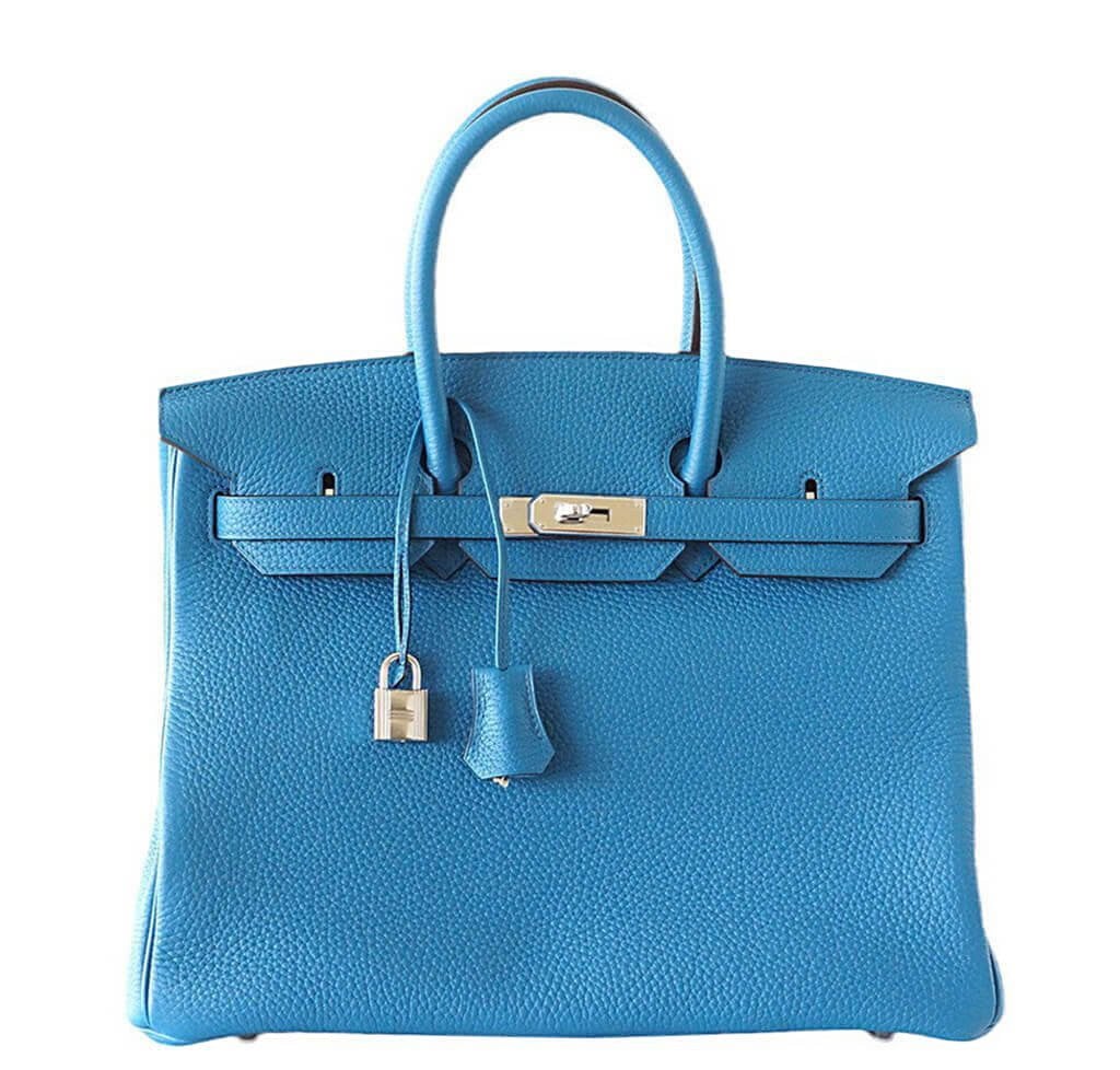 HermÃƒÆ’Ã‚Â¨s Birkin 35 Bag Blue Izmir Palladium Hardware