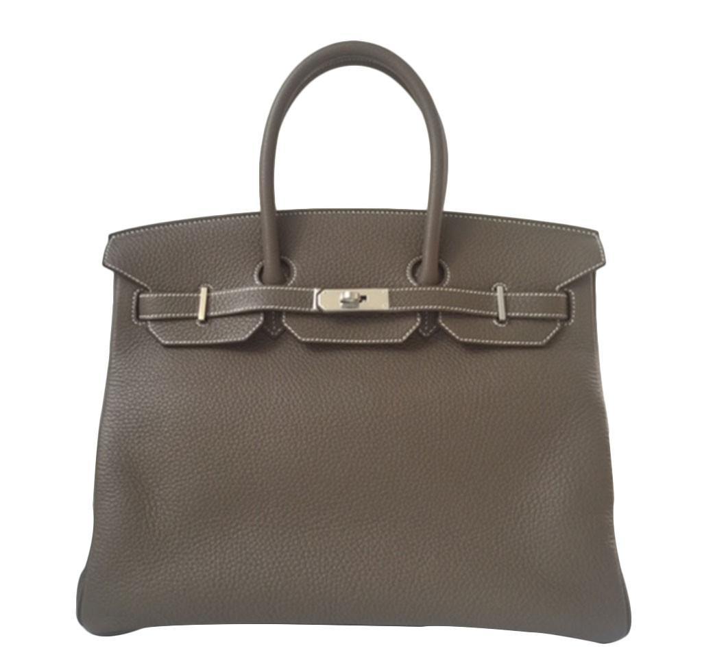 HermÃƒÆ’Ã‚Â¨s Birkin 35 Etoupe Clemence Leather Bag