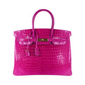 Hermes Birkin 35 Rose Scheherazade Porosus Crocodile Bag Gold Hardware