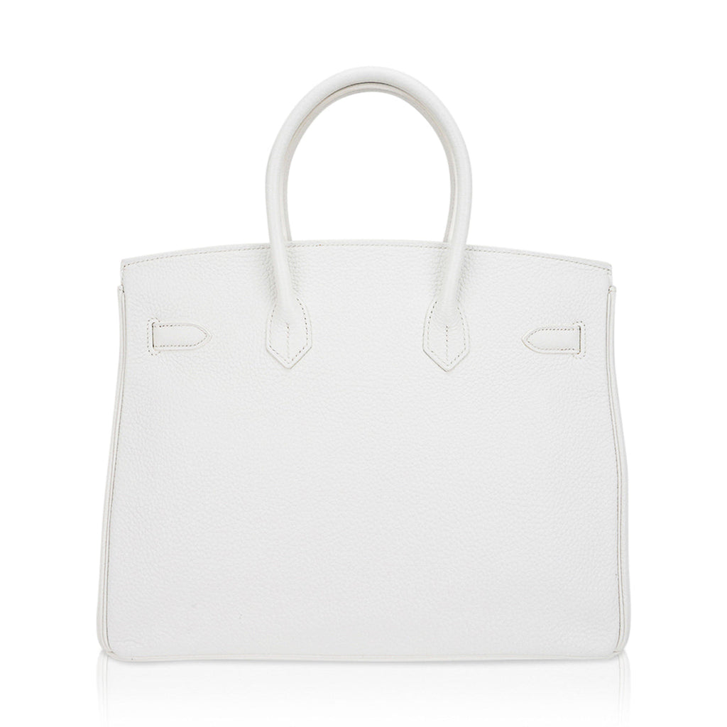 Hermes Birkin 35 Bag White Clemence Leather with Gold Hardware