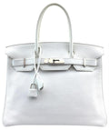 HermÃƒÆ’Ã‚Â¨s Birkin Clemence 30 Cm Tote Shw White Leather Satchel