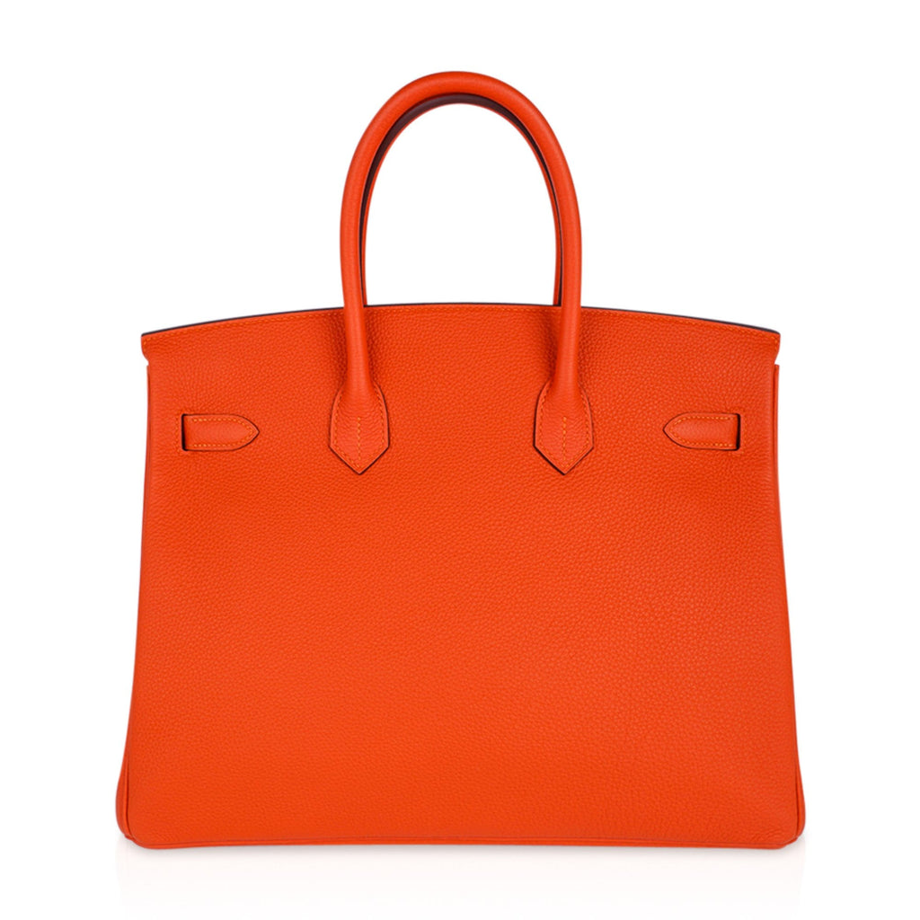 Hermes Birkin 35 Bag Feu Orange Togo Gold Hardware