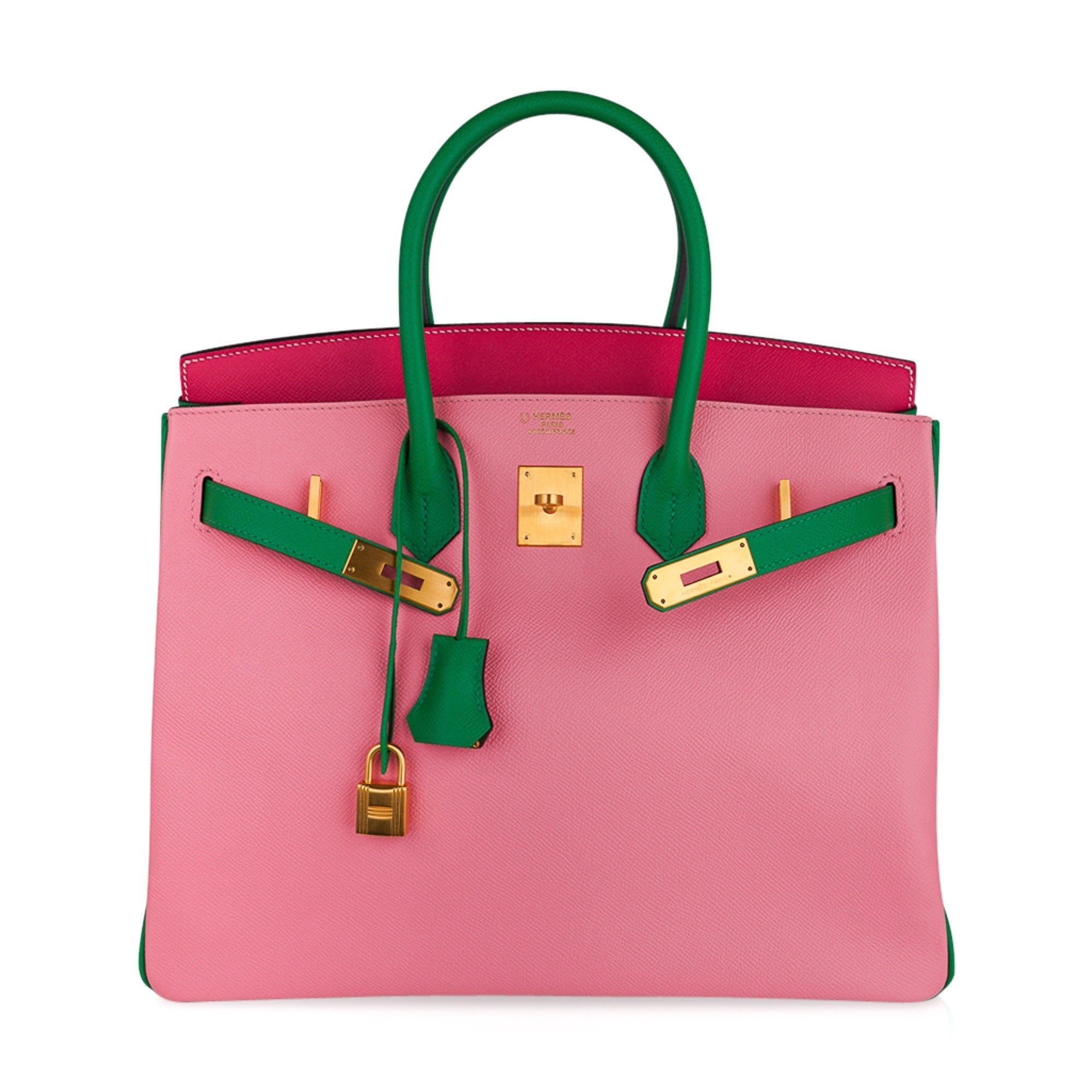 Hermes Birkin 35 HSS Bag Rose Confetti/Rose Tyrien/Bamboo Brushed Gold Hardware