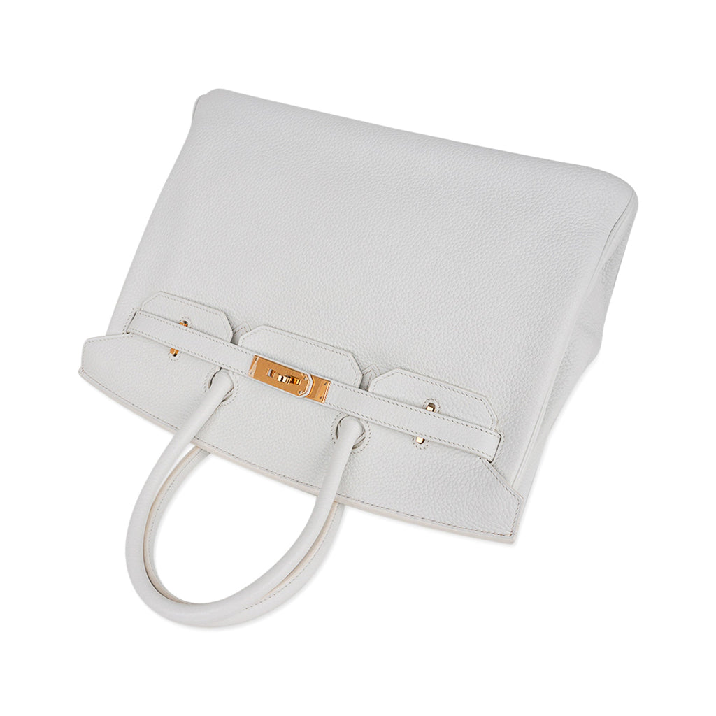 Hermes Birkin HSS 35 Bag White / Kiwi Gold Hardware Clemence Leather New