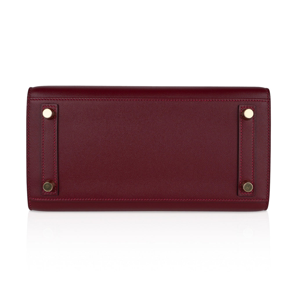 Hermes Birkin 25 Bag Sellier Rouge H Gold Hardware Veau Madame Leather