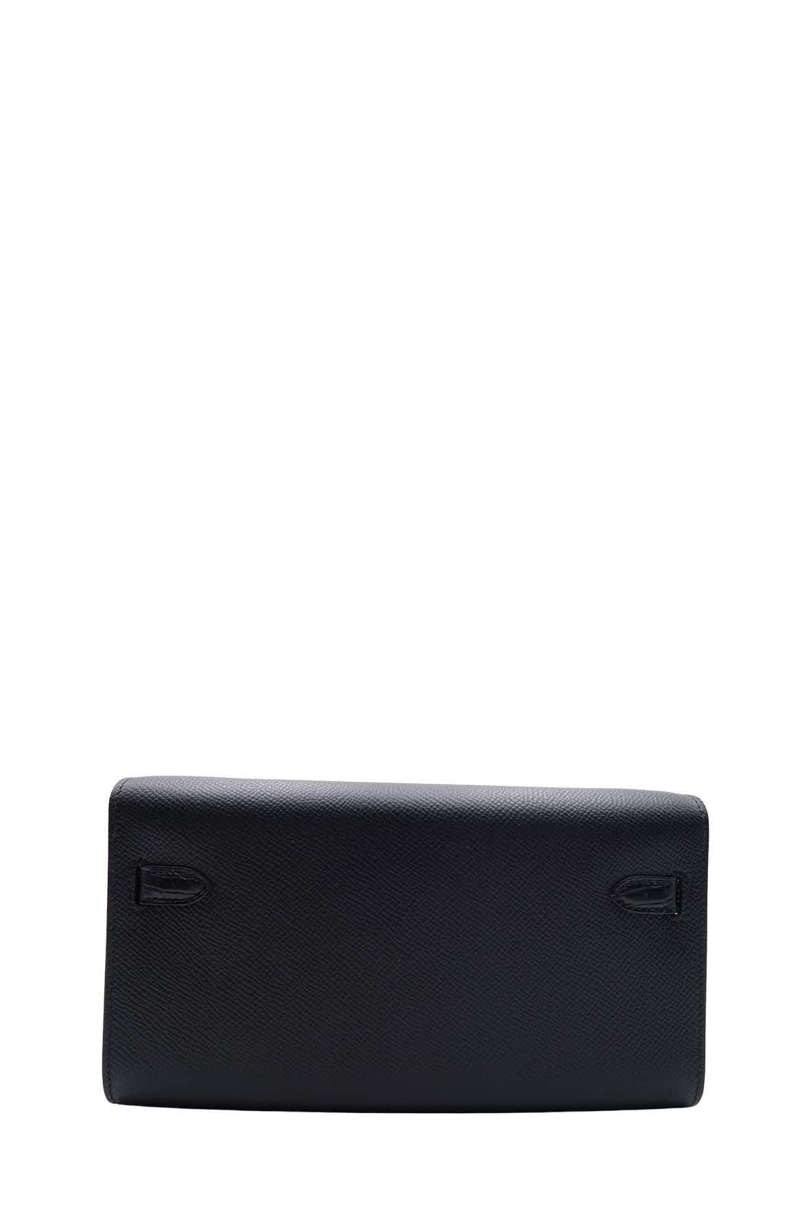 Kelly to Go Wallet in Epsom and Alligator Leather Black