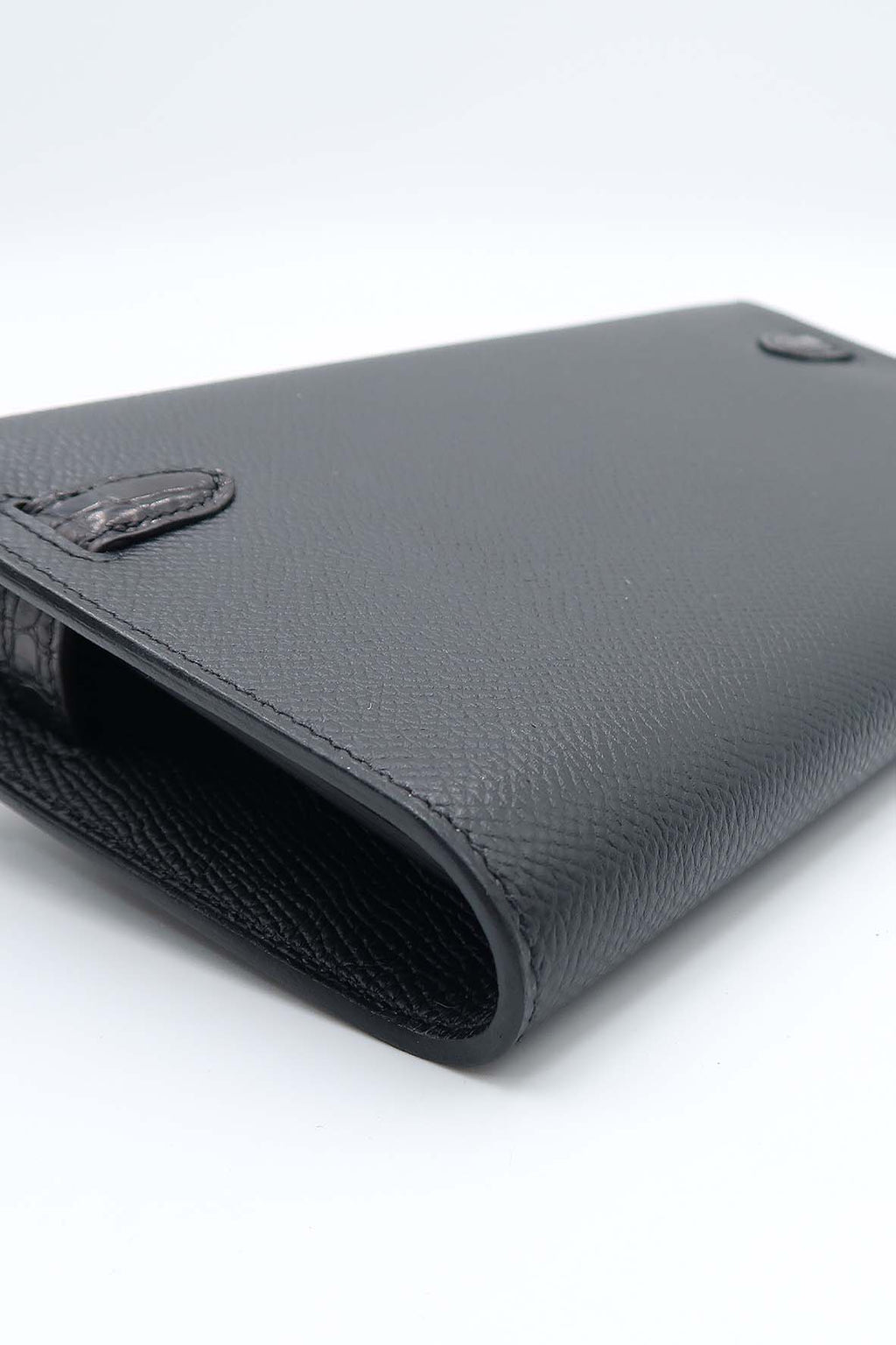 Kelly to Go Wallet in Epsom and Alligator Leather Black