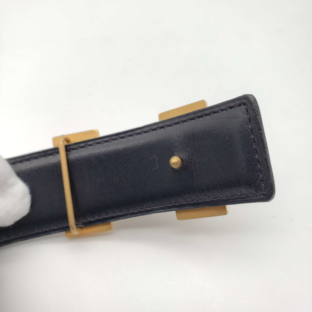 Hermes Leather Belt Black Gold Reversible