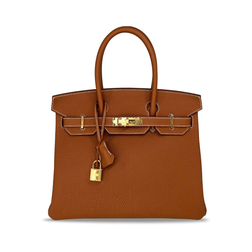 Pre owned brown Hermes Birkin Togo B30 GHW designer bag