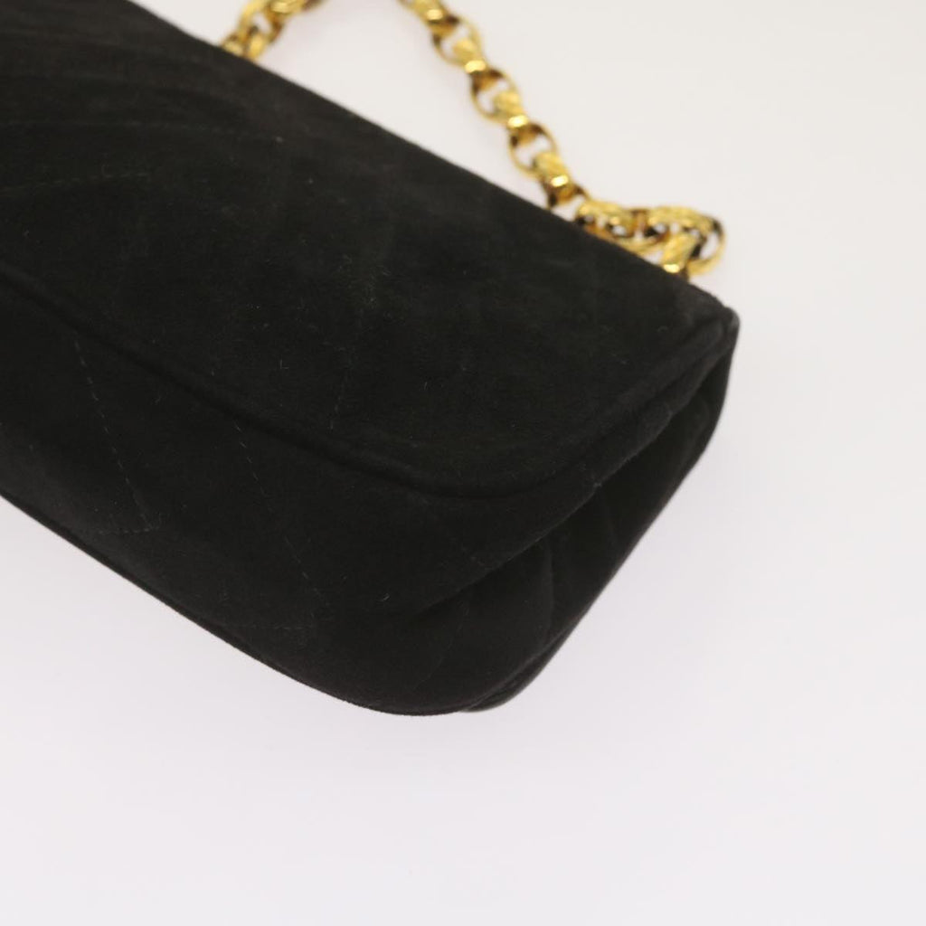 CHANEL Chain Gripoix Shoulder Bag Suede Black CC hk1073