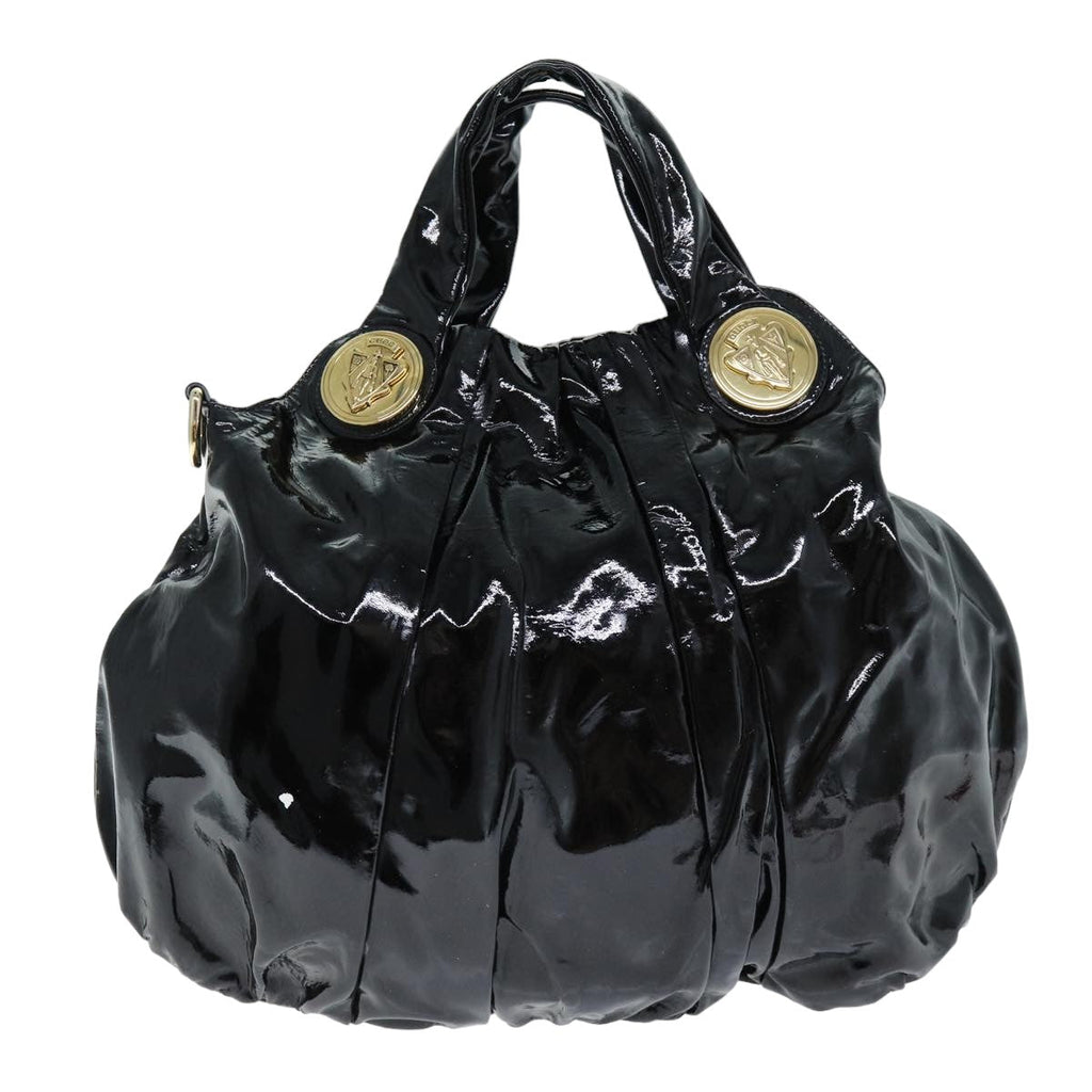 GUCCI Histeria Hand Bag Enamel 2way Black 197016 hk1277