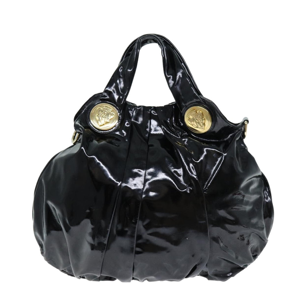GUCCI Histeria Hand Bag Enamel 2way Black 197016 hk1277