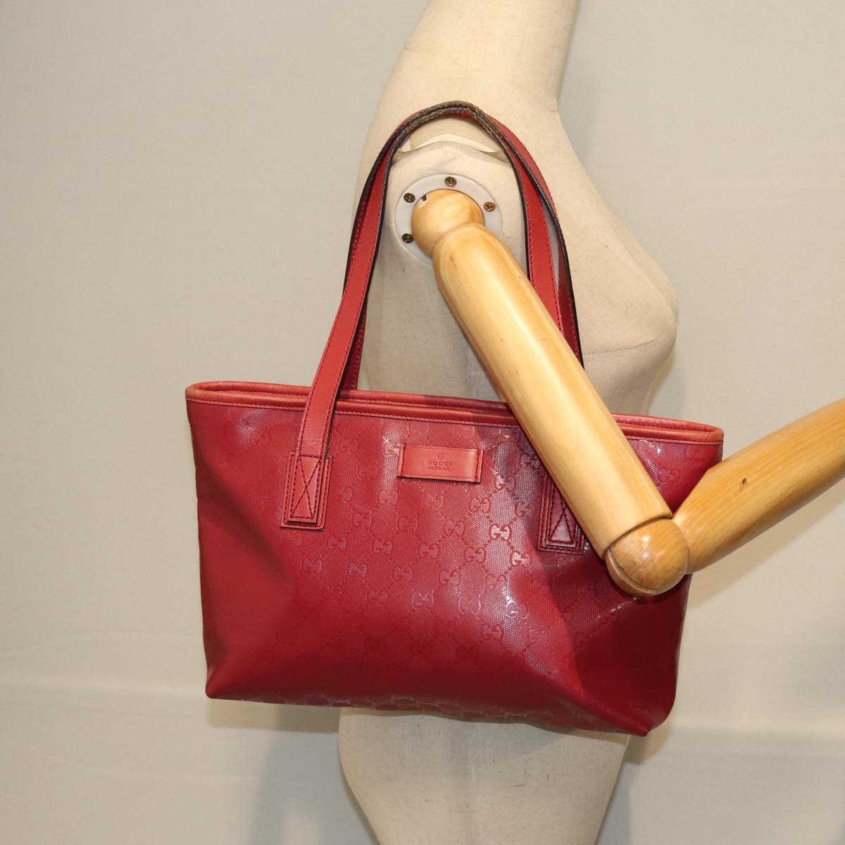 GUCCI GG Canvas Tote Bag Red 211138 hk1291