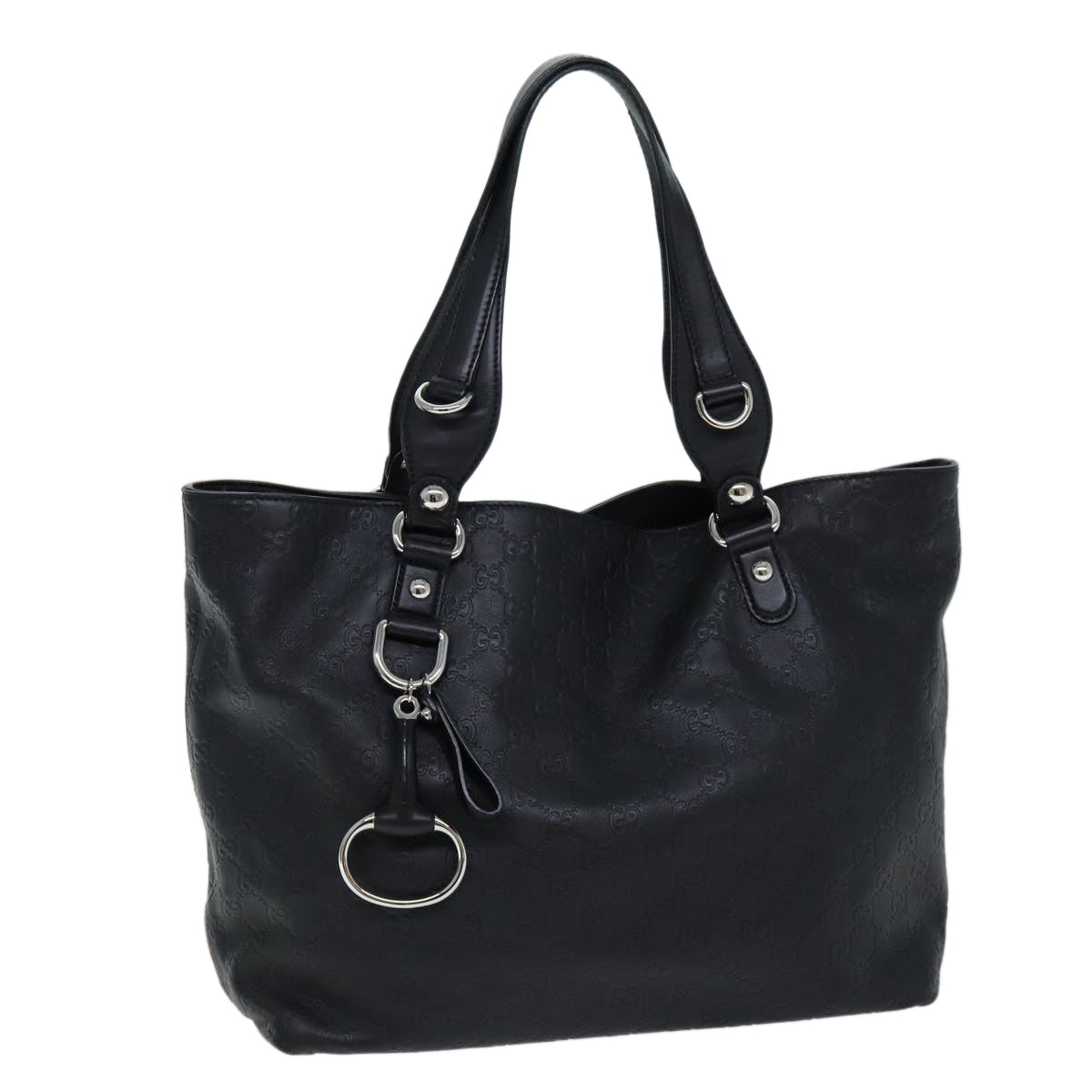 GUCCI GG Canvas Guccissima Horsebit Tote Bag Black 229852 hk1292