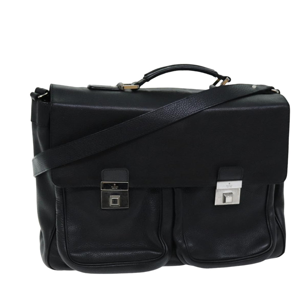 GUCCI Hand Bag Leather 2way Black hk1295