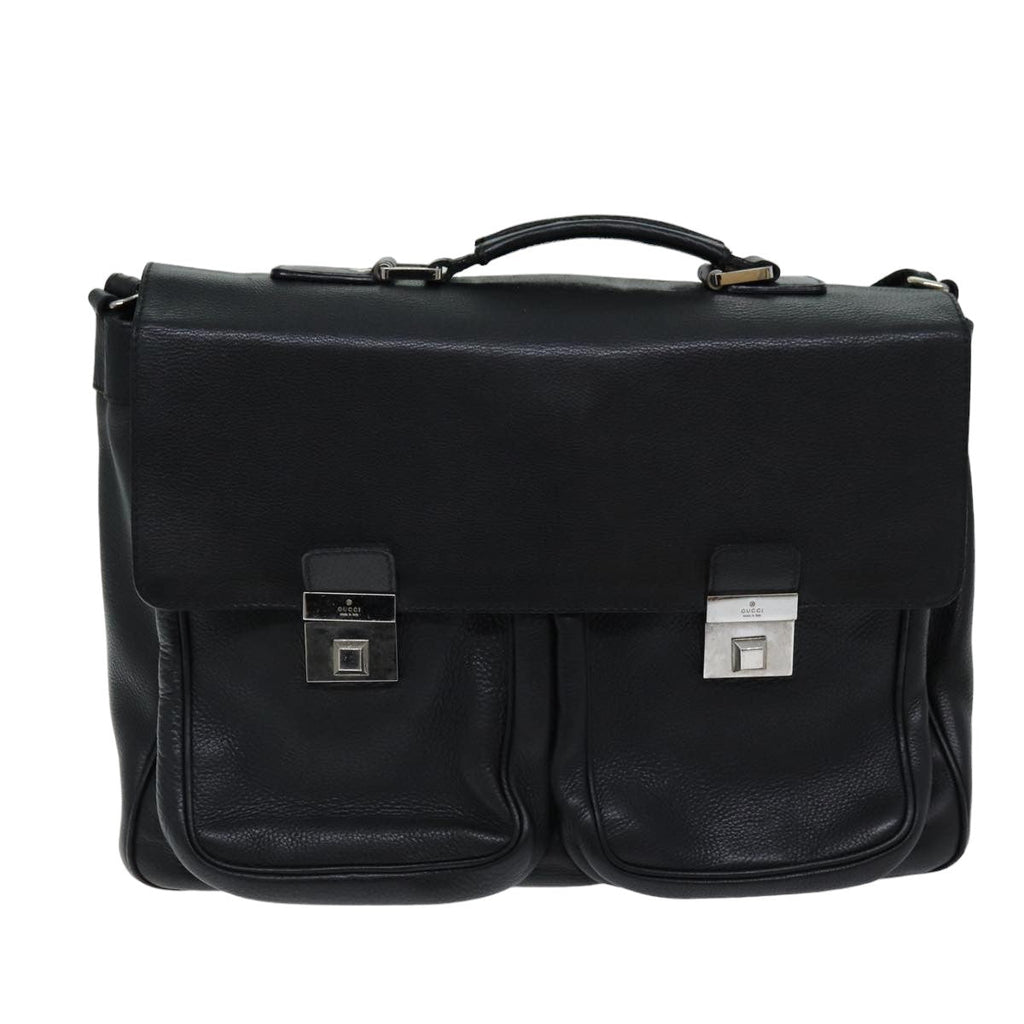 GUCCI Hand Bag Leather 2way Black hk1295