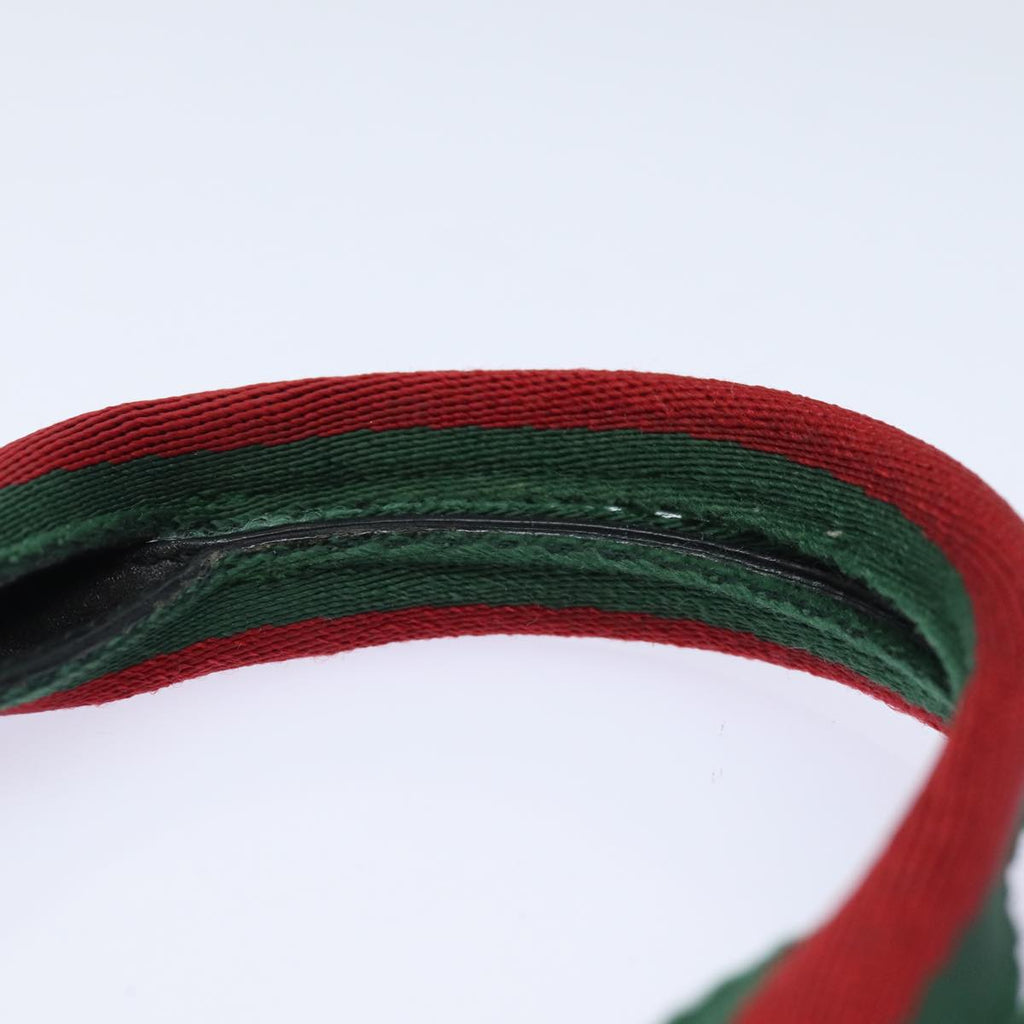 GUCCI Web Sherry Line Hand Bag Canvas Gray Red Green 73984 hk1378
