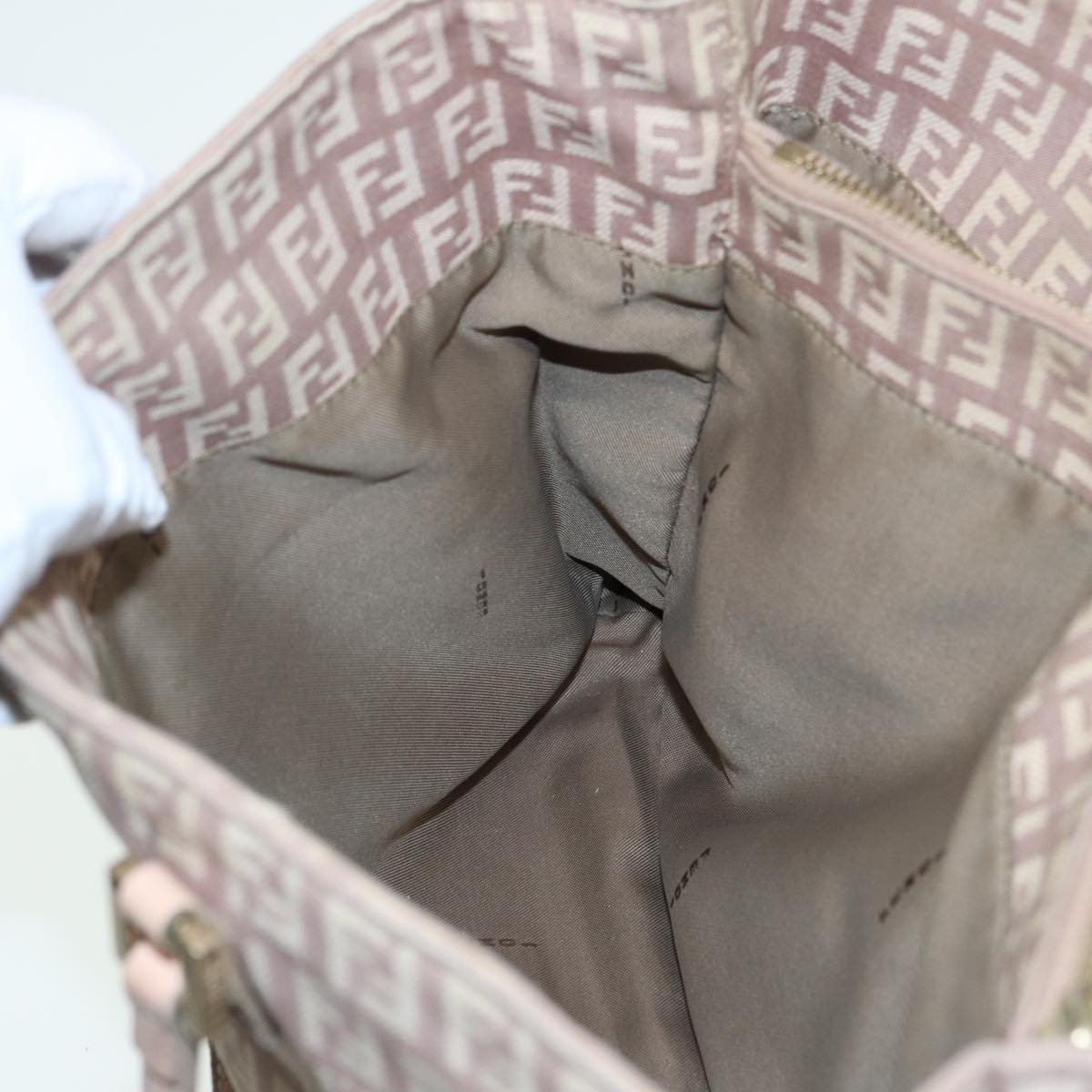 FENDI Zucchino Canvas Hand Bag Pink hk1386