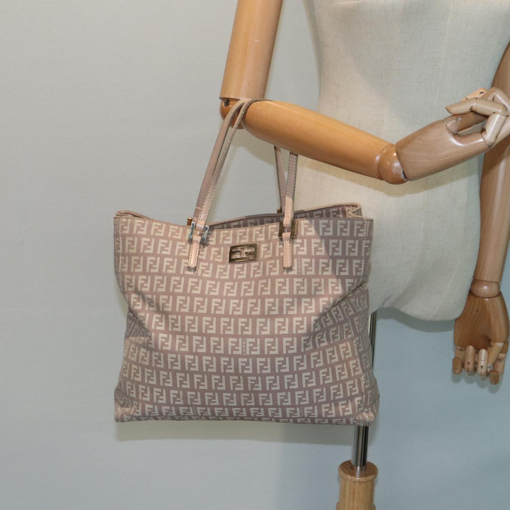 FENDI Zucchino Canvas Hand Bag Pink hk1386