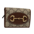 GUCCI Horsebit GG Supreme Compact Wallet PVC Beige 621887 hk1408