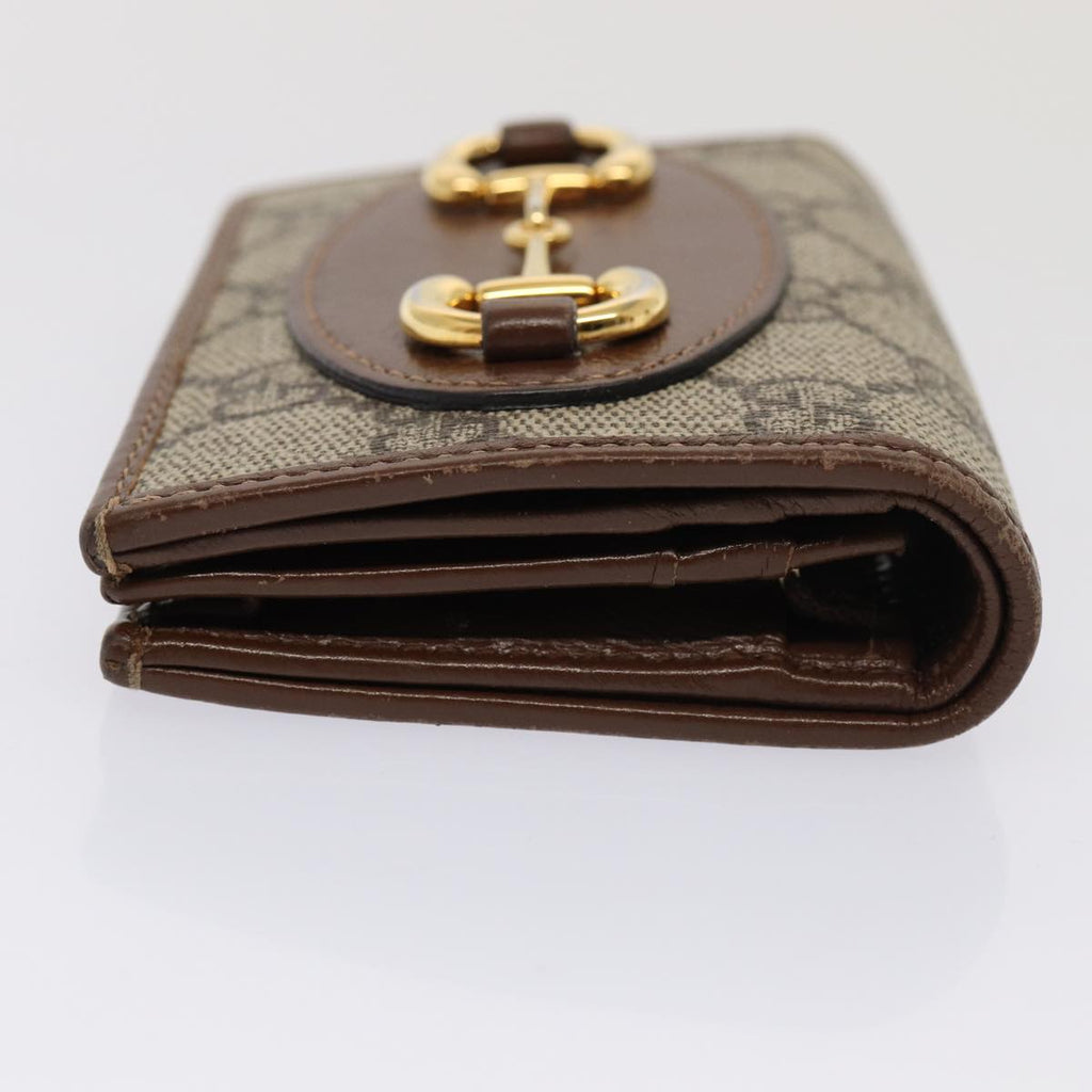 GUCCI Horsebit GG Supreme Compact Wallet PVC Beige 621887 hk1408