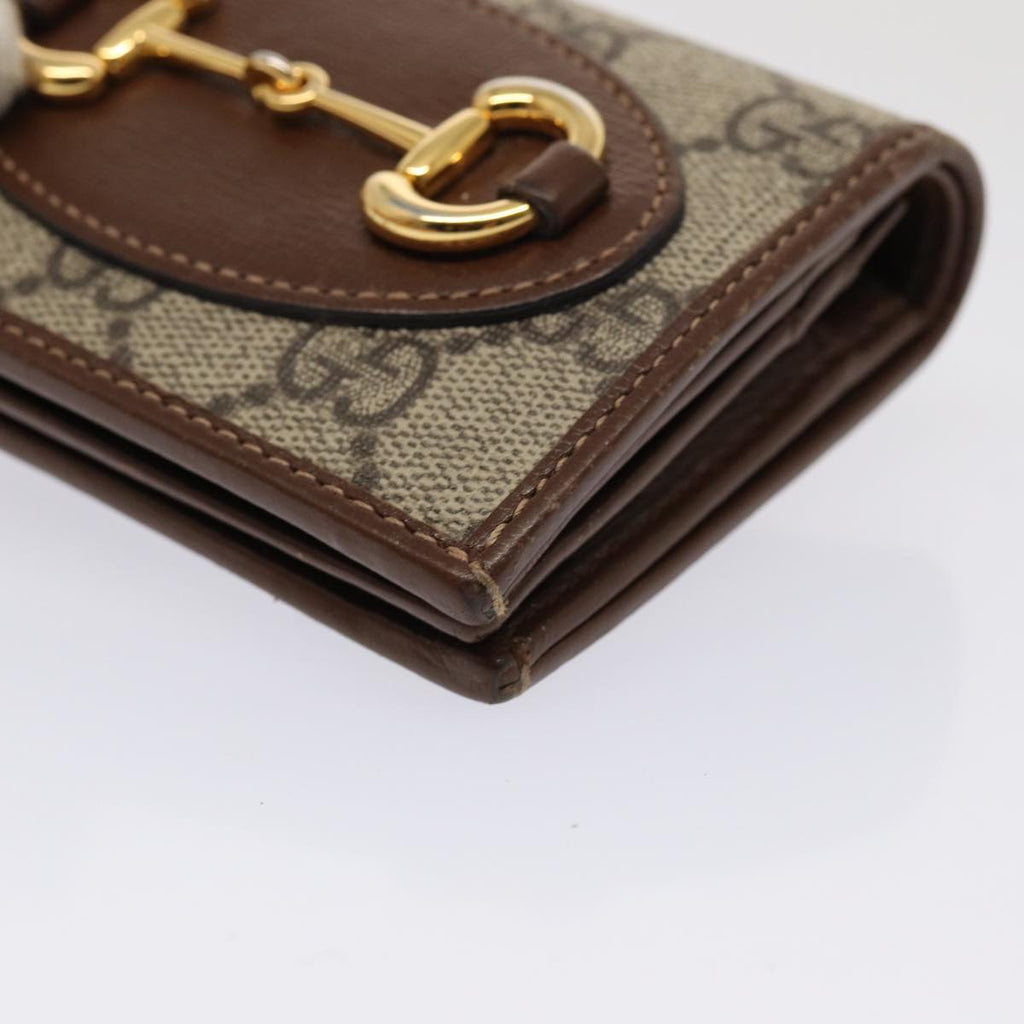GUCCI Horsebit GG Supreme Compact Wallet PVC Beige 621887 hk1408