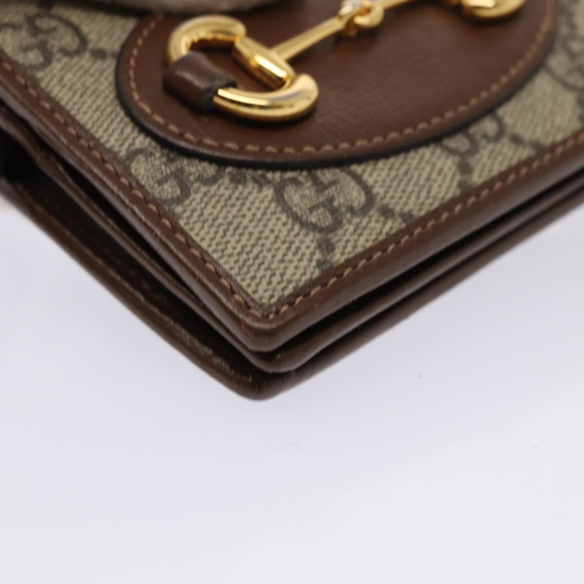 GUCCI Horsebit GG Supreme Compact Wallet PVC Beige 621887 hk1408