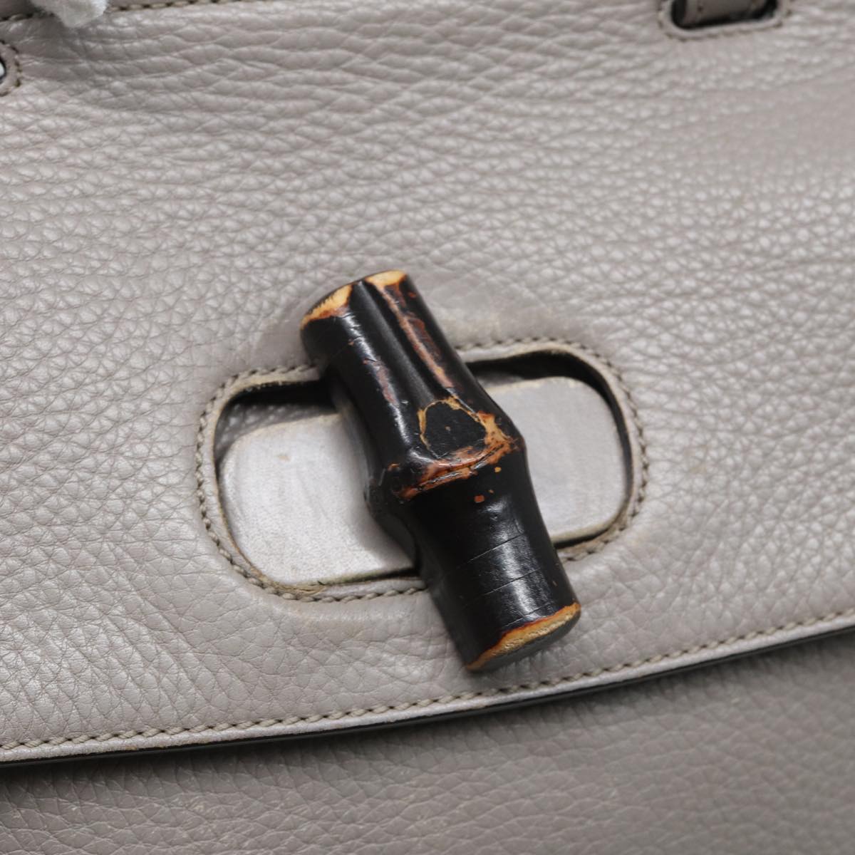 GUCCI Bamboo Daily Hand Bag Leather Gray 370831 hk1420