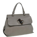 GUCCI Bamboo Daily Hand Bag Leather Gray 370831 hk1420