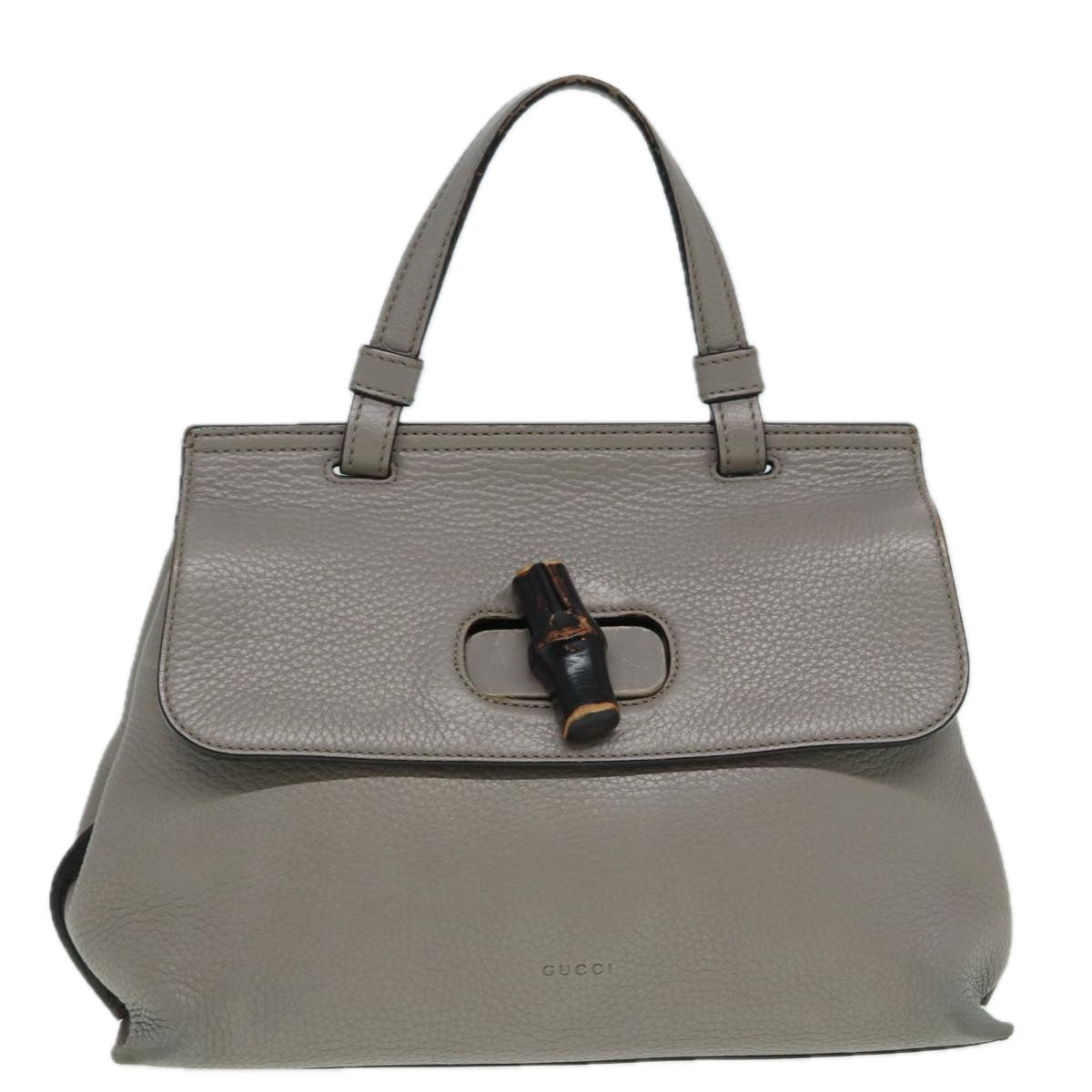 GUCCI Bamboo Daily Hand Bag Leather Gray 370831 hk1420