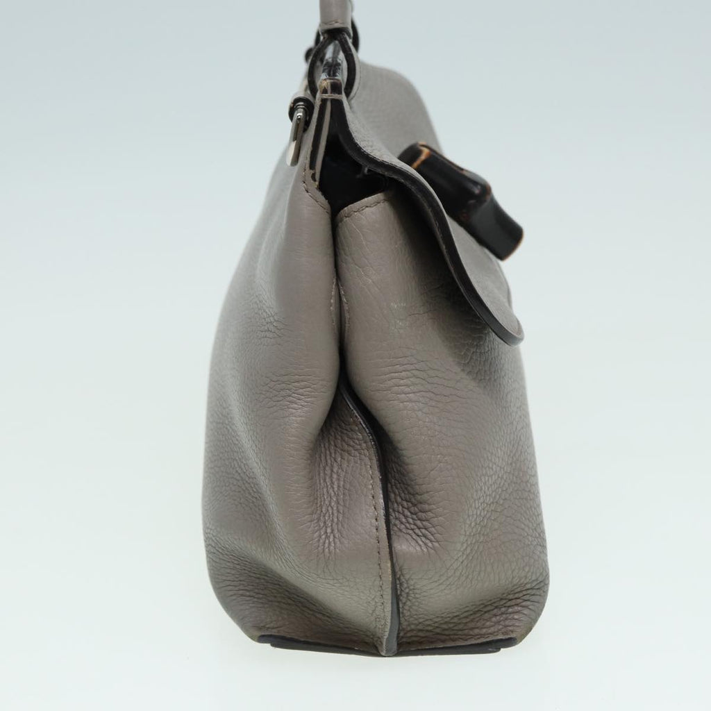 GUCCI Bamboo Daily Hand Bag Leather Gray 370831 hk1420
