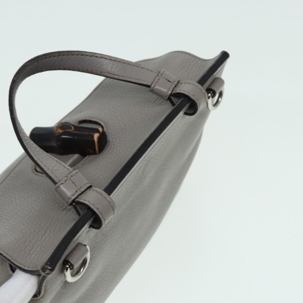 GUCCI Bamboo Daily Hand Bag Leather Gray 370831 hk1420