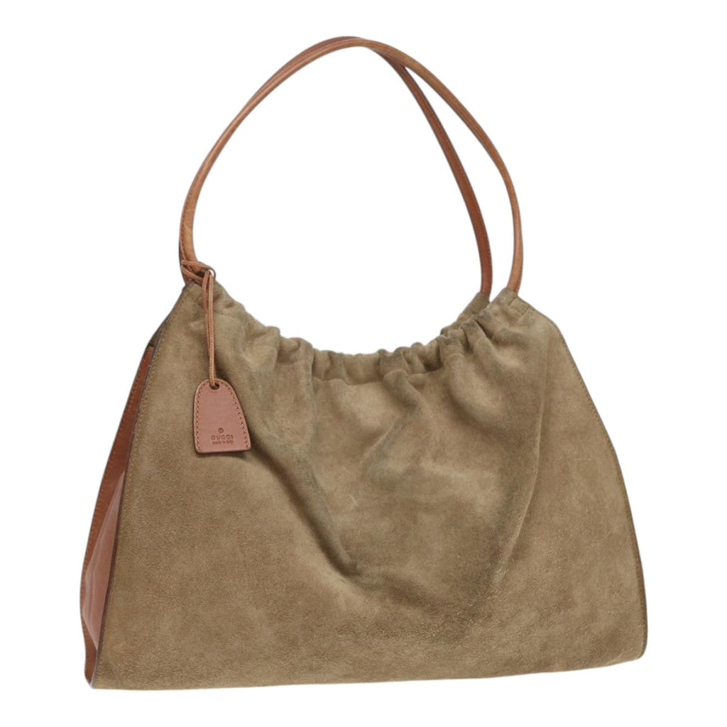 GUCCI Hand Bag Suede Beige hk1499