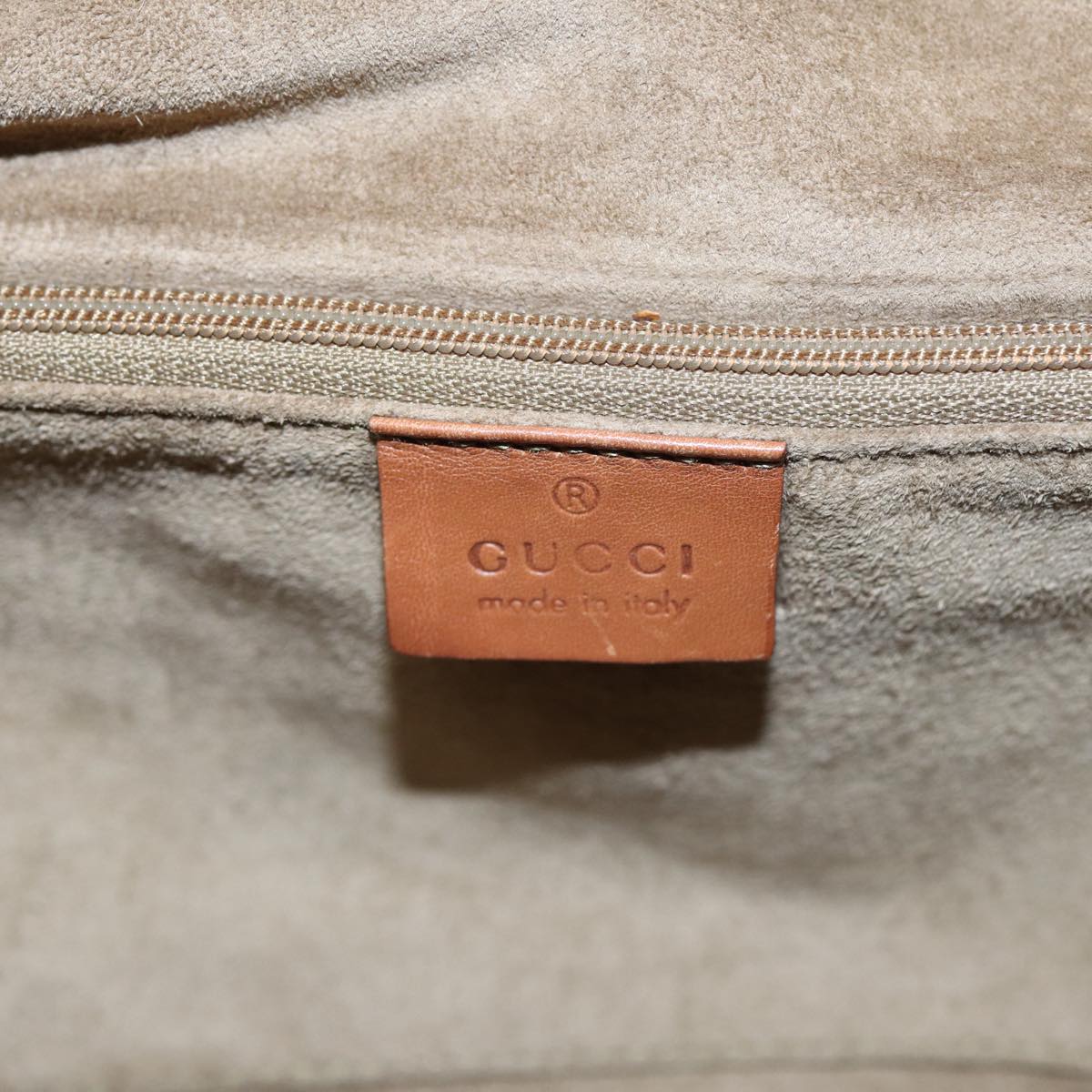 GUCCI Hand Bag Suede Beige hk1499