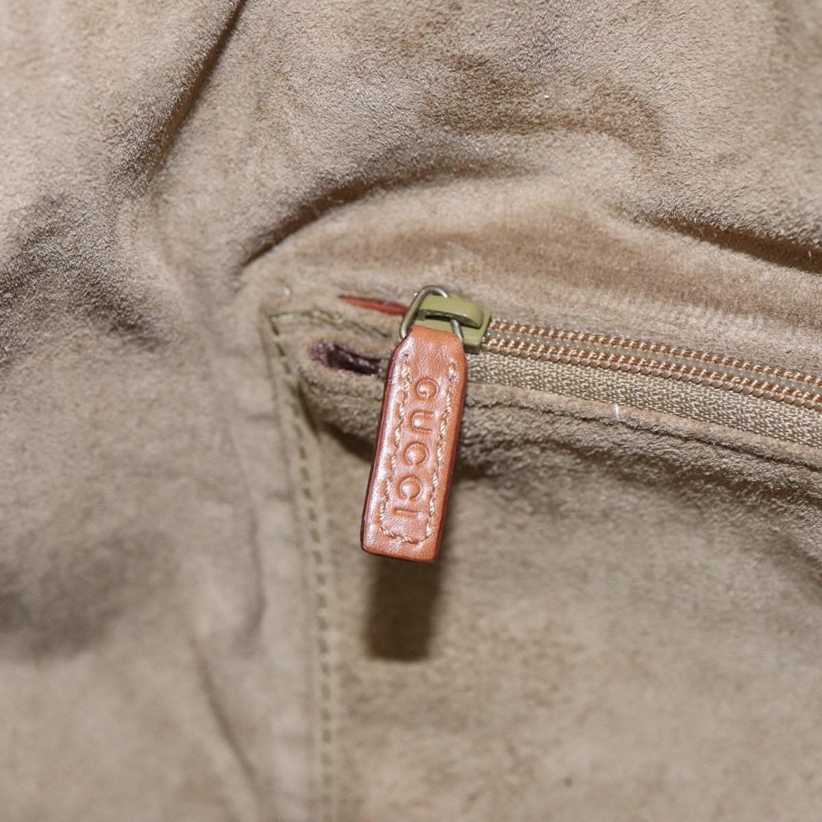 GUCCI Hand Bag Suede Beige hk1499
