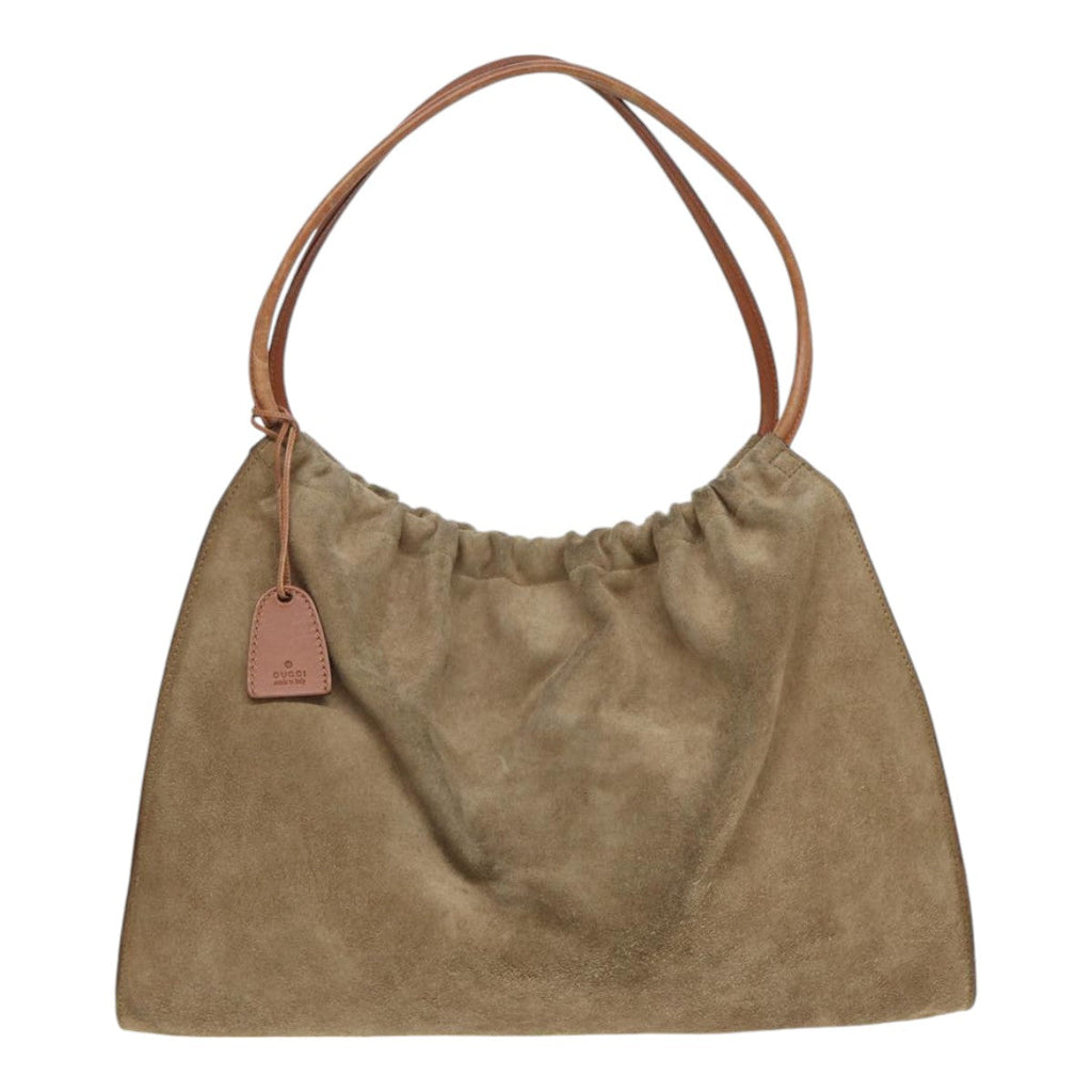 GUCCI Hand Bag Suede Beige hk1499