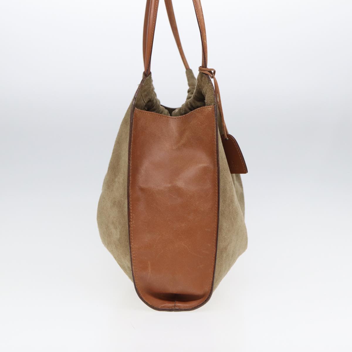 GUCCI Hand Bag Suede Beige hk1499