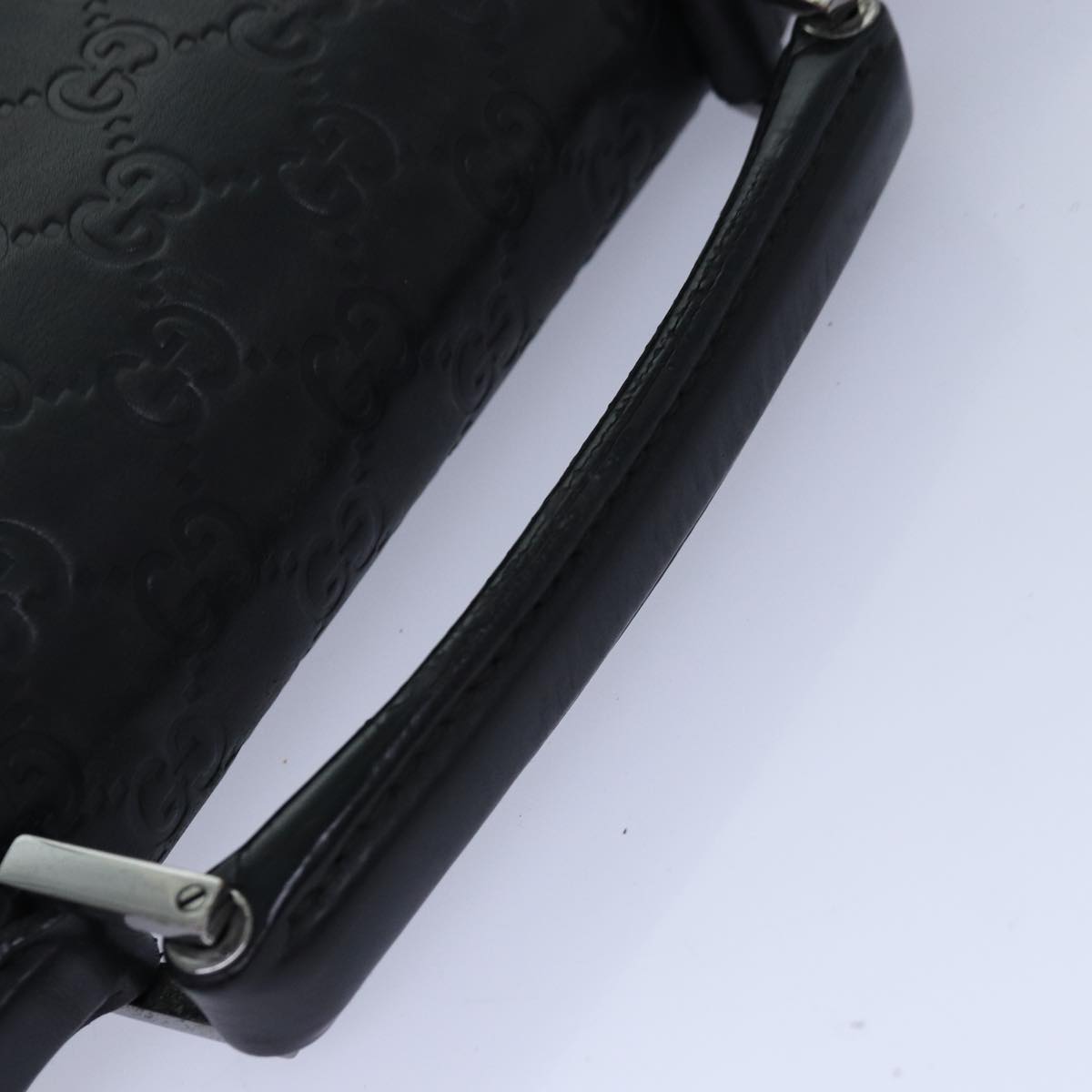 GUCCI GG Canvas Guccissima Hand Bag Leather Black 34045 hk1513