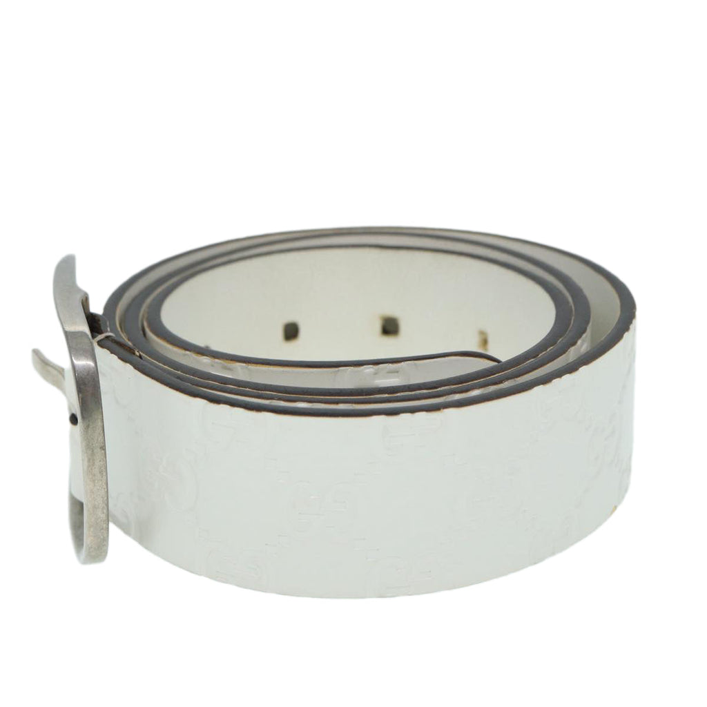GUCCI GG Canvas Guccissima Belt Leather 40.9"" White 211562 hk1556