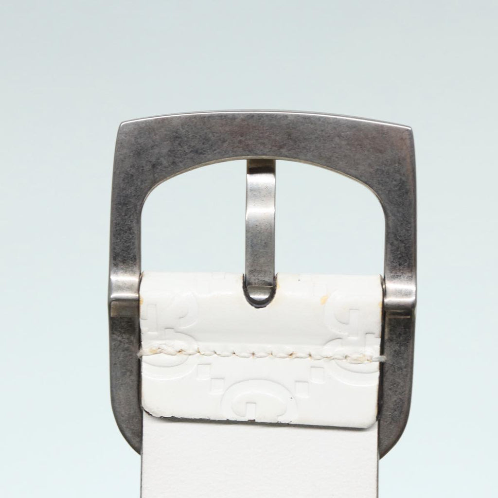 GUCCI GG Canvas Guccissima Belt Leather 40.9"" White 211562 hk1556