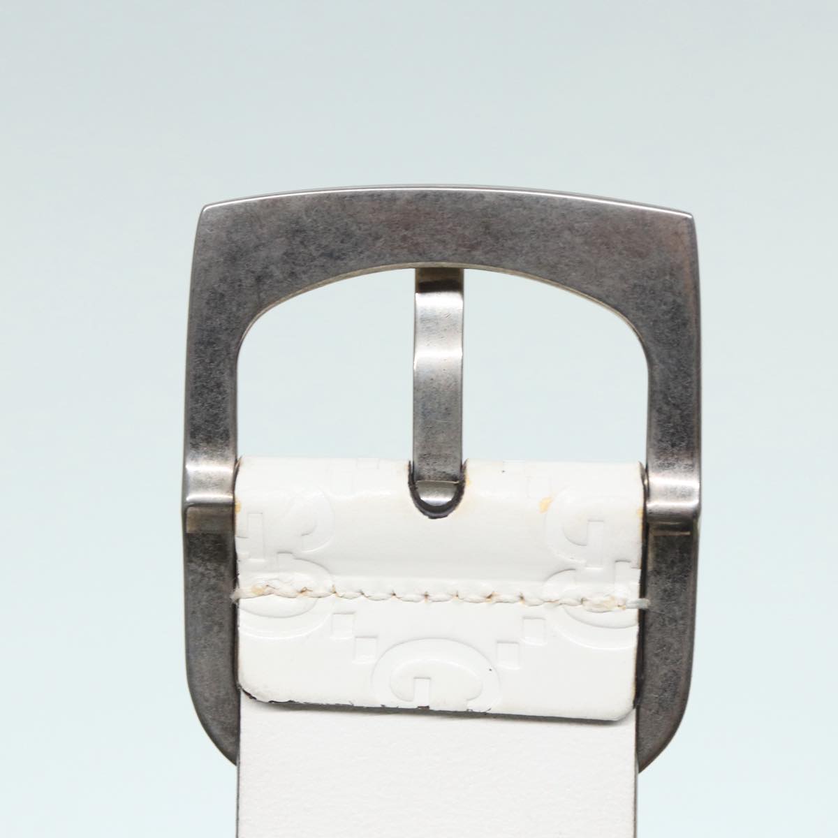 GUCCI GG Canvas Guccissima Belt Leather 40.9"" White 211562 hk1556