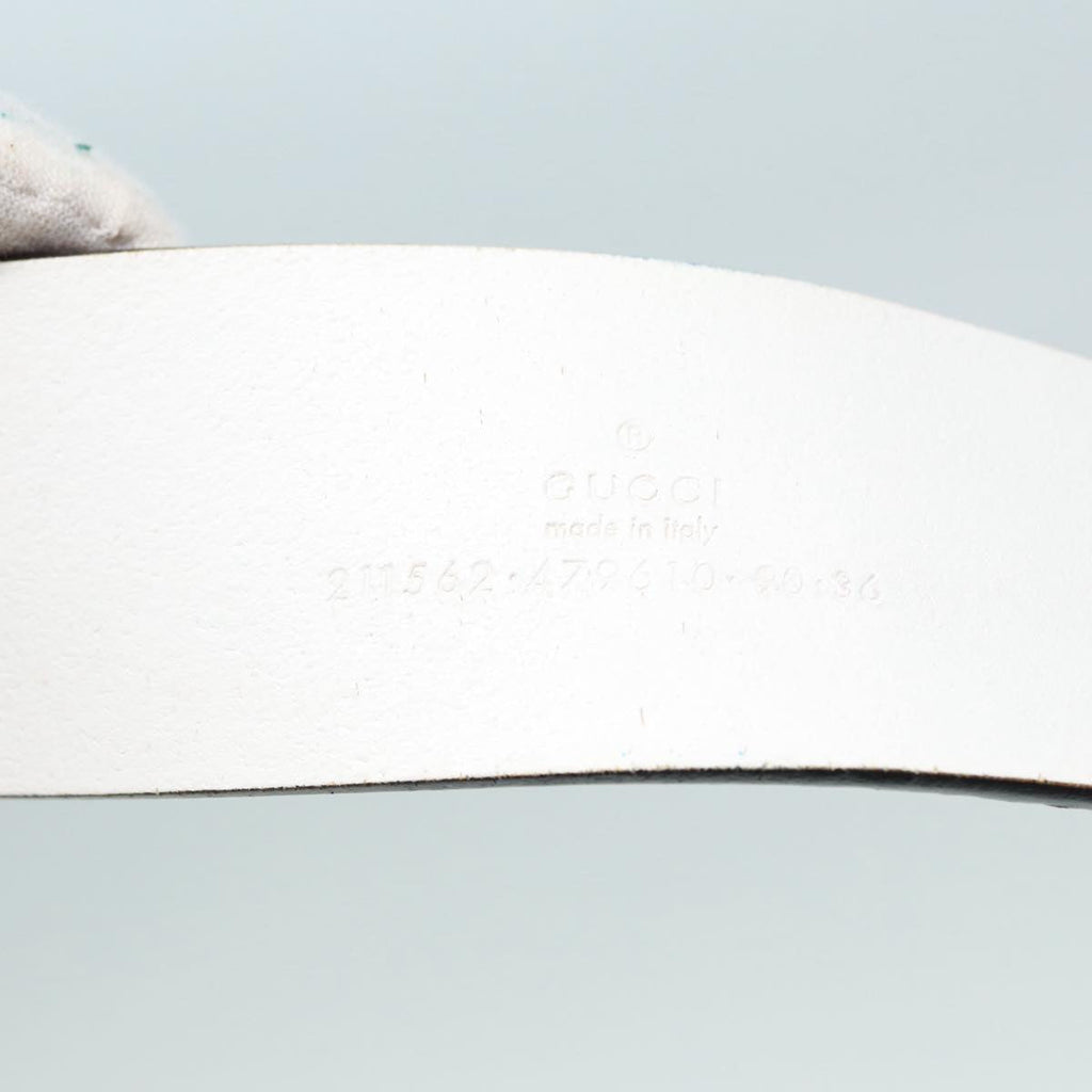 GUCCI GG Canvas Guccissima Belt Leather 40.9"" White 211562 hk1556