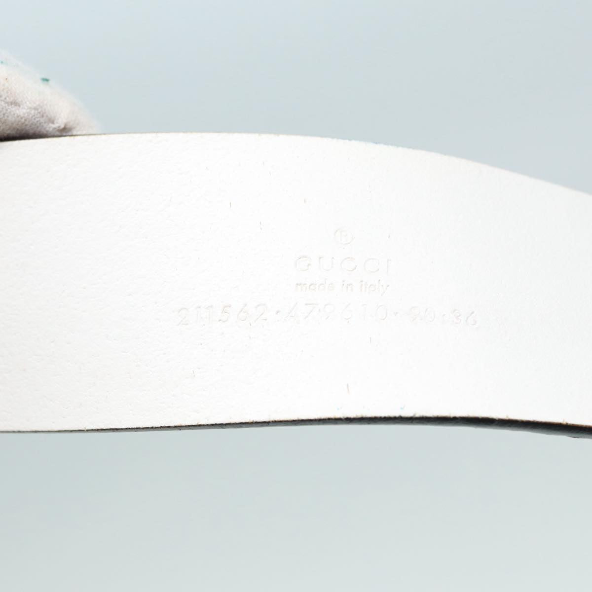 GUCCI GG Canvas Guccissima Belt Leather 40.9"" White 211562 hk1556