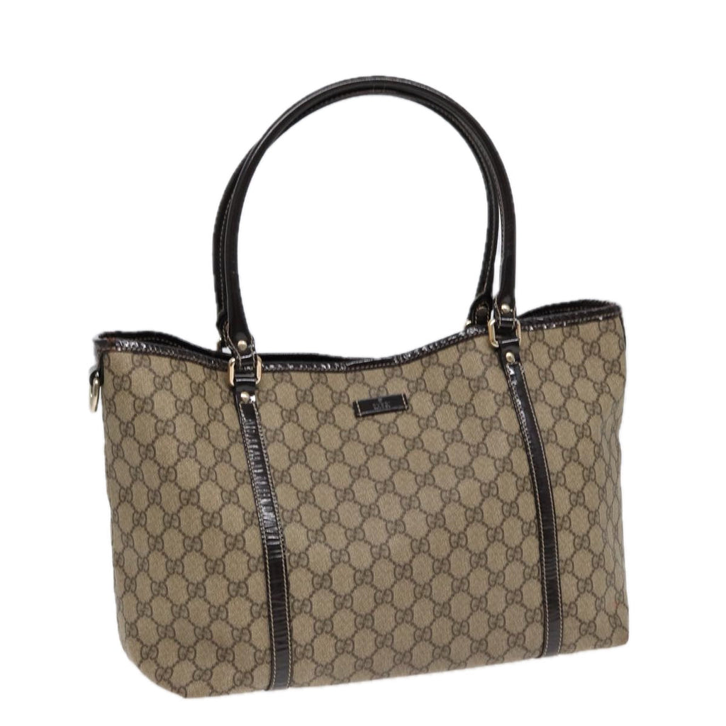 GUCCI GG Supreme Tote Bag PVC Leather Beige Silver 197953 hk1559