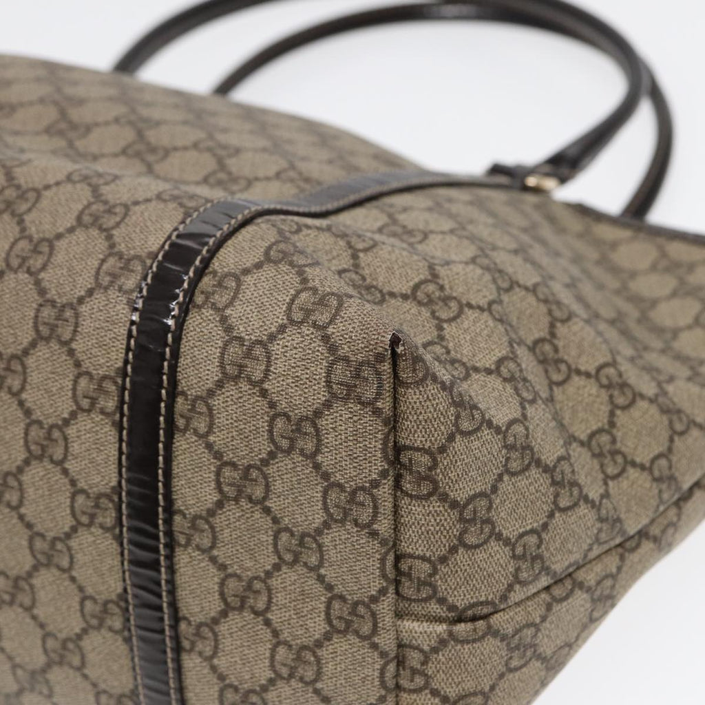 GUCCI GG Supreme Tote Bag PVC Leather Beige Silver 197953 hk1559